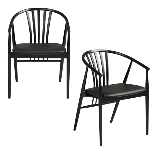 Chaise en bois noir à dossier arrondi (lot de 2) AMSTERDAM Couleur noir <span itemprop=