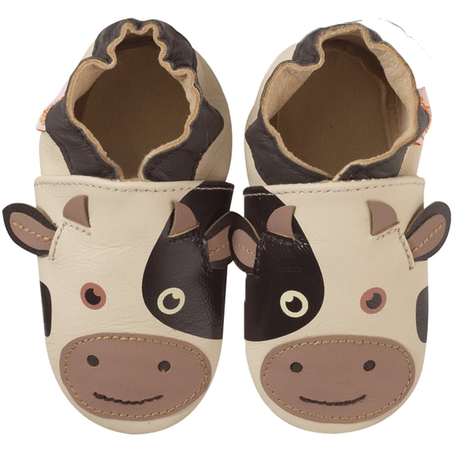 Chaussons bébé cuir souple Cache-cache la vache beige <span itemprop=