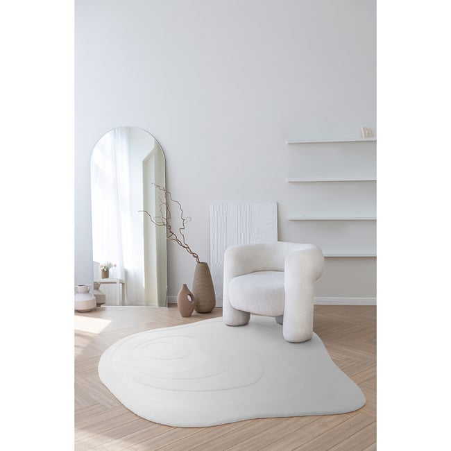 Premium Unique Shaped Carved Rug in 100% Wool, cream, ÉDITÉ