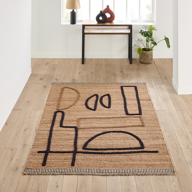 Tapete em juta, motivo entrançado, Euphie multicolor <span itemprop=
