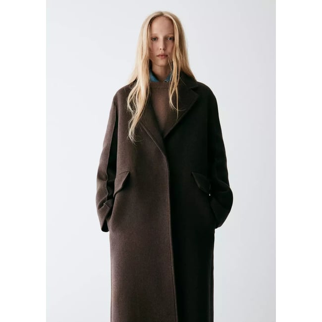 Manteau laine Manteco ceinture marron <span itemprop=