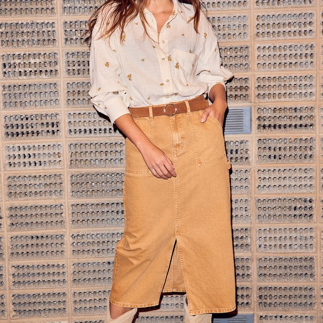 Jupe midi en jean brut - PROMOD