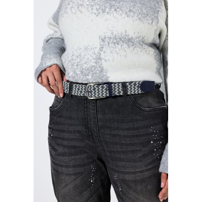Ceinture en stretch, aspect tressé marine <span itemprop=