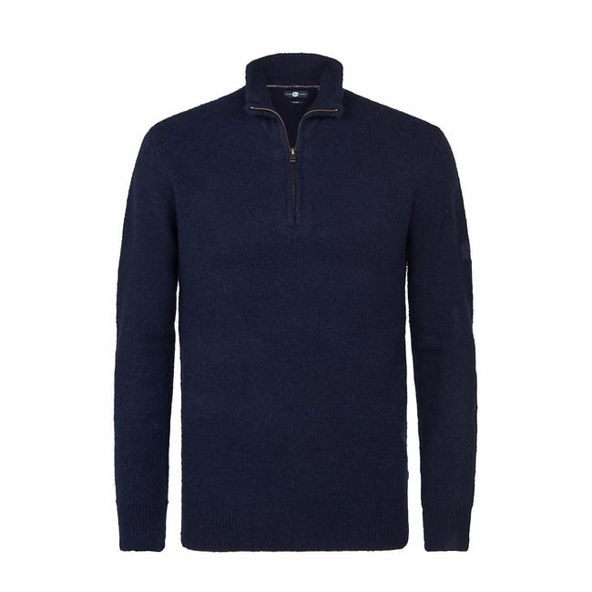 Pull col montant zippé  bleu marine <span itemprop=