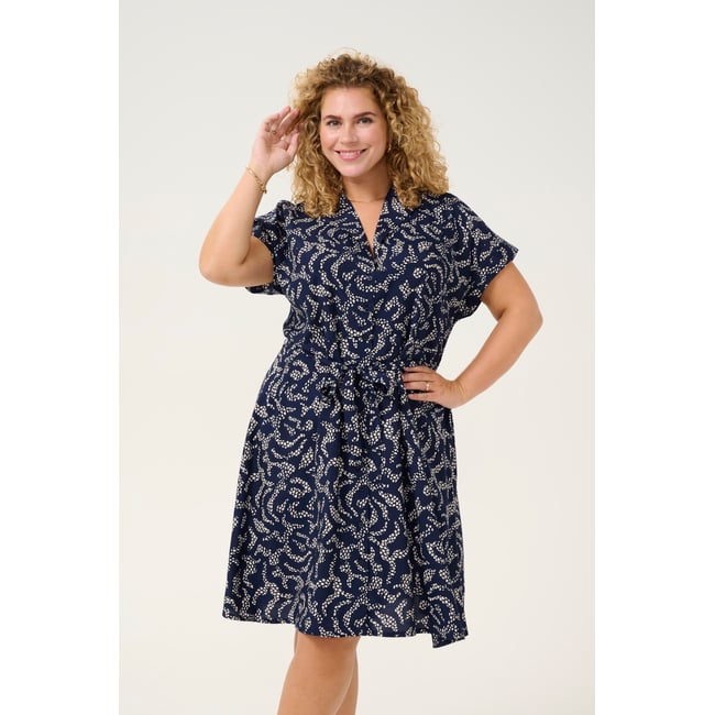 Dress bleu midnight marine lace print <span itemprop=