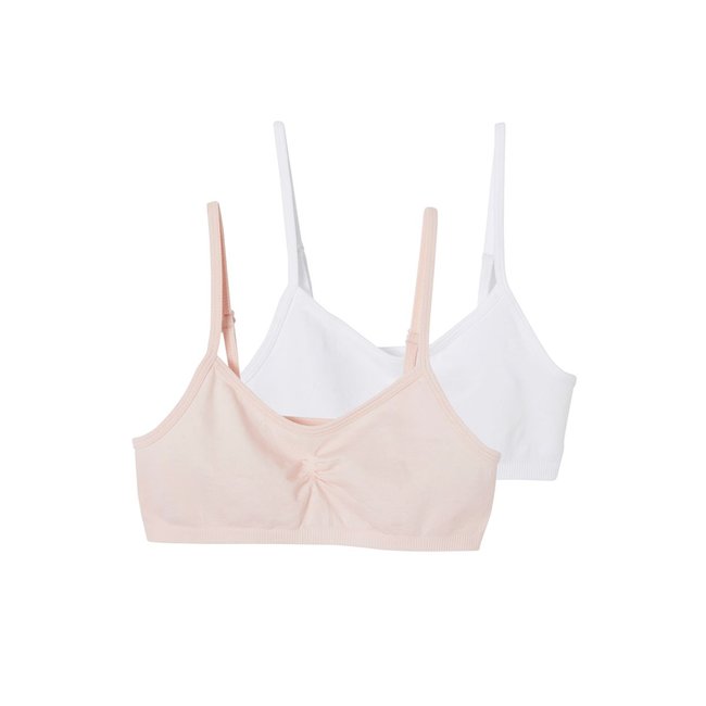Lot de 2 brassières en microfibre rose clair uni <span itemprop=