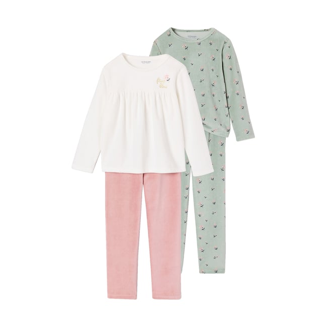 Lot de 2 pyjamas vieux rose <span itemprop=