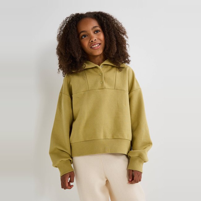 Sweat à col boutonné contenant du coton BIO - MONOPRIX
