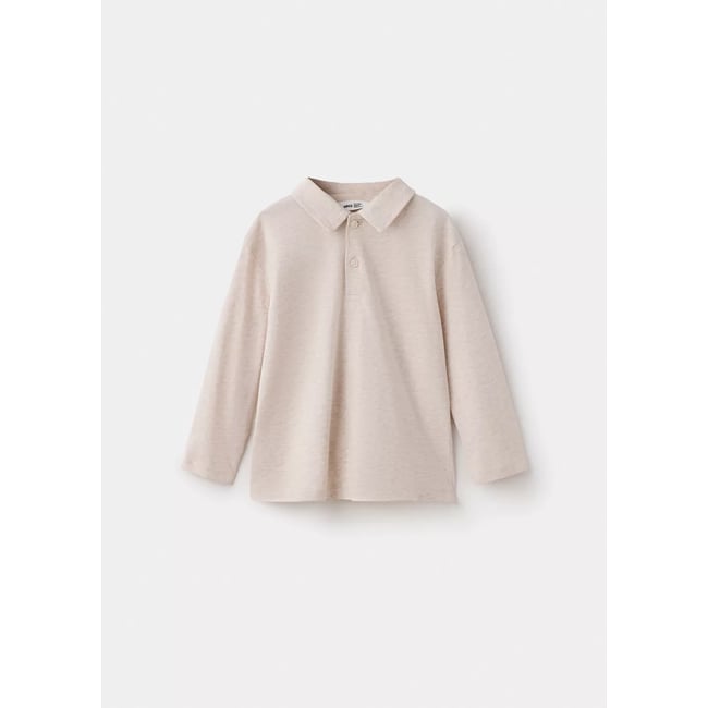 Polo coton à manches longues marron clair/pastel <span itemprop=