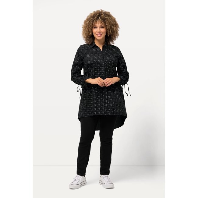 Tunique imprimé à pois. Col chemise marine <span itemprop=