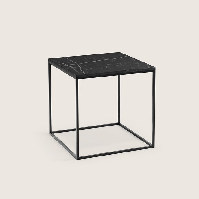 Bout de canapé plateau marbre, Mahaut Couleur marbre noir <span itemprop=