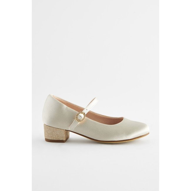 Babies à talon - pointure large crème/blanc <span itemprop=