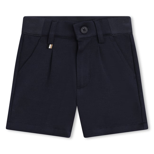Bermuda uni taille élastiquée bleu cargo <span itemprop=