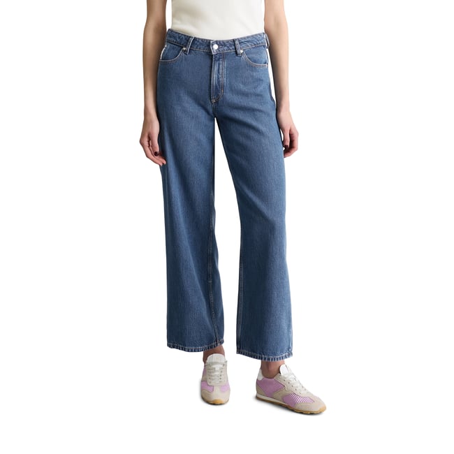 Jeans modèle Tomma wide cropped en mélange de lyocell sans stretch bleu moyen <span itemprop=