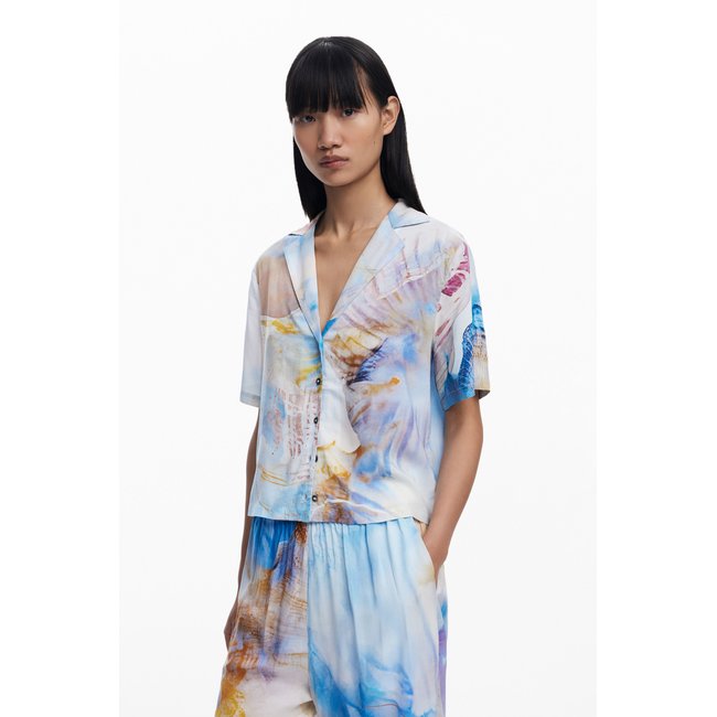 Chemise cropped cocnhas bleu <span itemprop=