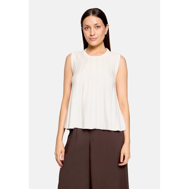 Top en maille à encolure ronde blanc <span itemprop=