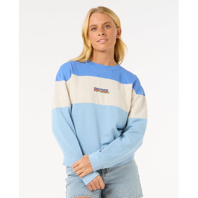 Sweat LAS DALIAS COLOURBLOCK CREW gris chiné avoine <span itemprop=