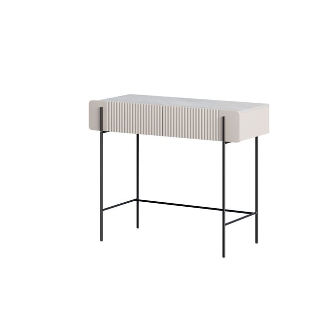 Console 100 cm panneaux de particules et MDF, MATHILDE Couleur beige <span itemprop=