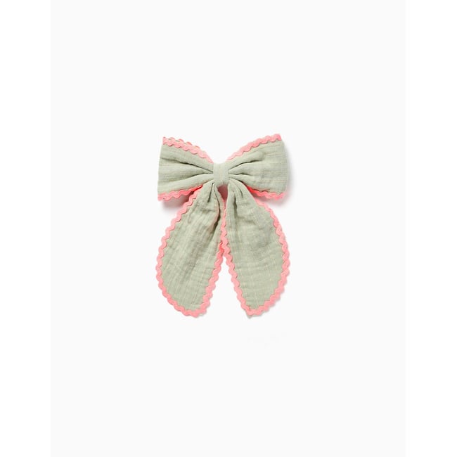 Barrette à cheveux avec nœud et galon ric rac multicolore <span itemprop=