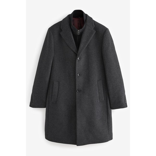 Manteau à col cheminée gris anthracite <span itemprop=
