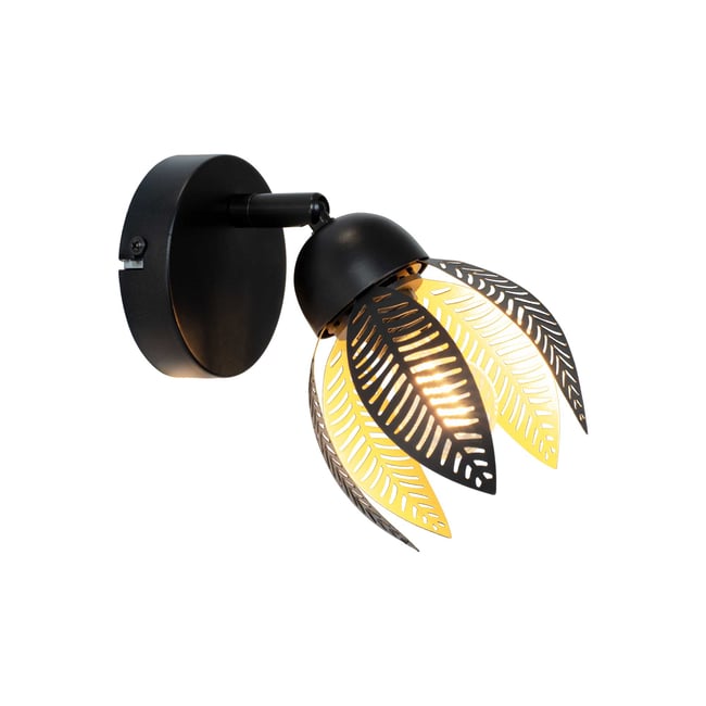 Applique murale en métal, VESCA Couleur noir et doré <span itemprop=