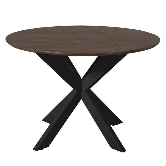 Table ronde 4 personnes bois/métal CORTINA Couleur marron / noir <span itemprop=