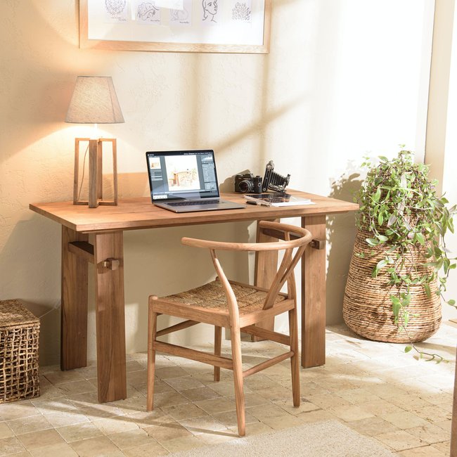 Bureau / Console en bois de teck recyclé 140 x 60 SWING Couleur bois naturel <span itemprop=