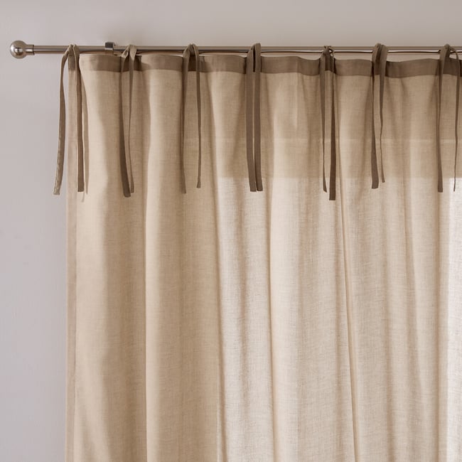Scenario Tie-Finish Sheer Curtain Panel, natural, LA REDOUTE INTERIEURS