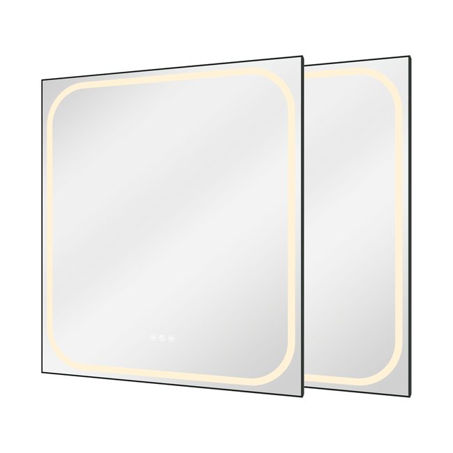 Lot de 2 miroirs lumineux LED anti-buée, REMIX Couleur noir <span itemprop=