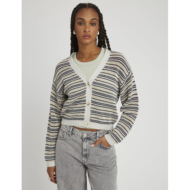 Gilet rayé pailleté multicolore <span itemprop=