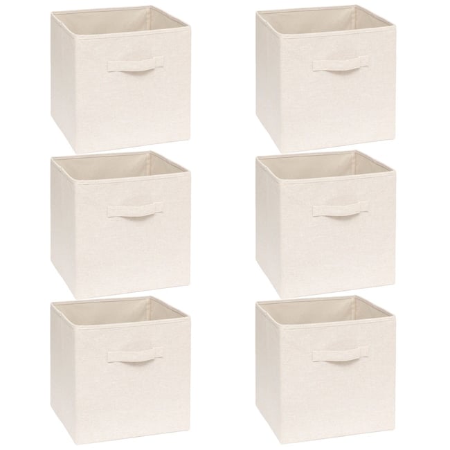 Lot de 6 boîtes de rangement TIDY BOX Couleur beige <span itemprop=