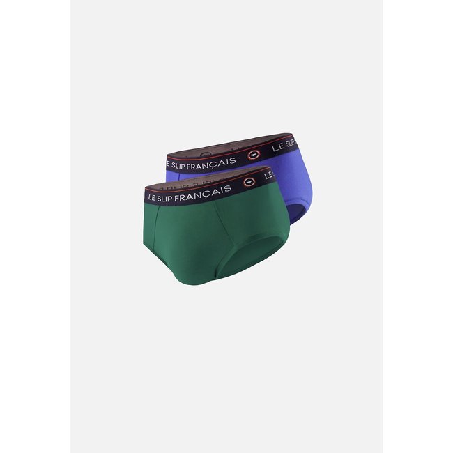 2er-Pack Slips, unifarben blau + grün <span itemprop=