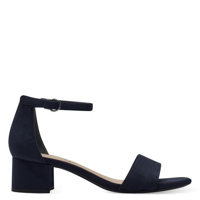 Sandales à petit talon bleu marine <span itemprop=