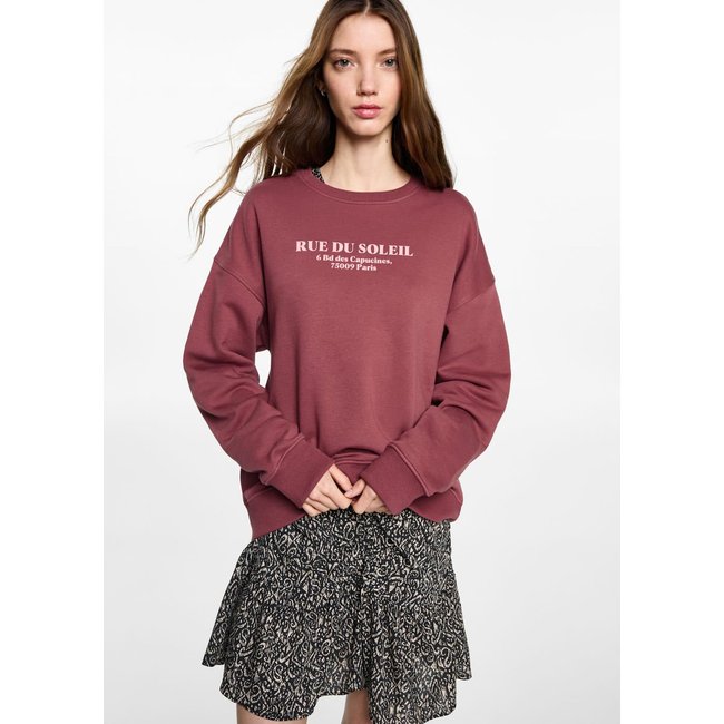 Sweat-shirt message grenat <span itemprop=