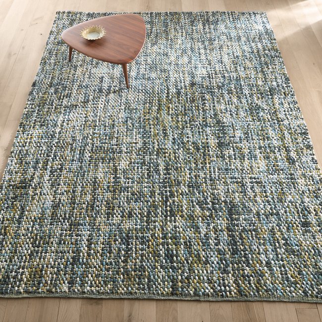 Mutanya Hand Woven Wool XL Rug, peacock blue, AM.PM