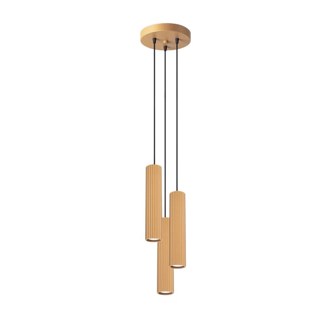 Suspension Aluminium Doré GU10 3 Karbon Couleur jaune <span itemprop=
