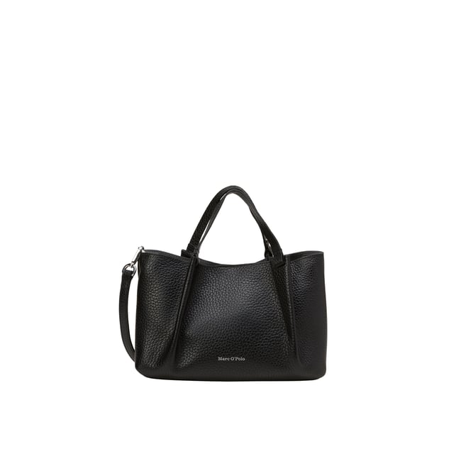 Sac à bandoulière en cuir de vache finement grainé noir <span itemprop=