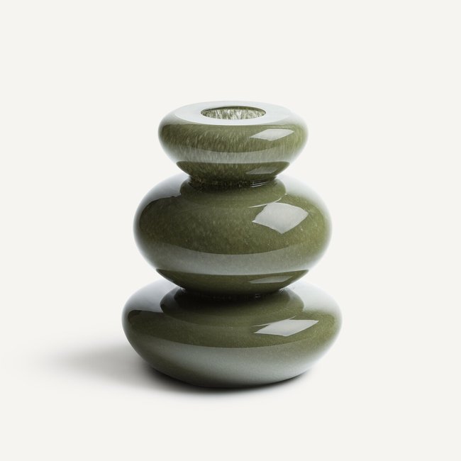 Vase en verre soufflé à la bouche H20 cm, Fysa Couleur vert <span itemprop=