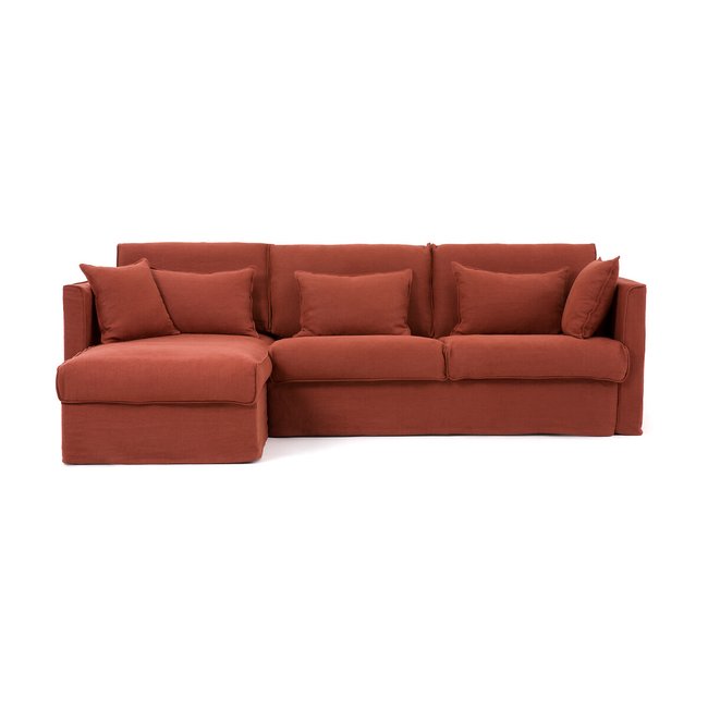 Eckschlafsofa. Camille, dickes Leinen Stonewashed natur <span itemprop=