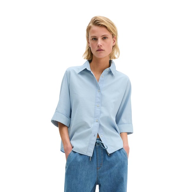 Blouse en denim relaxed avec Tencel™ Lyocell bleu clair <span itemprop=