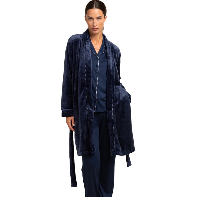Robe de chambre Luxury Pearl bleu marine <span itemprop=