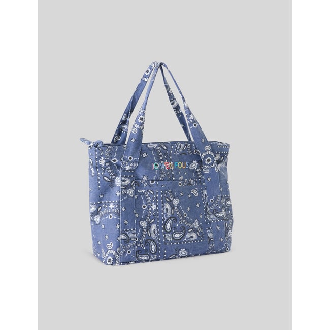 Sac cabas imprimé bleu moyen <span itemprop=
