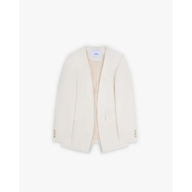 Blazer détails organza ecru <span itemprop=