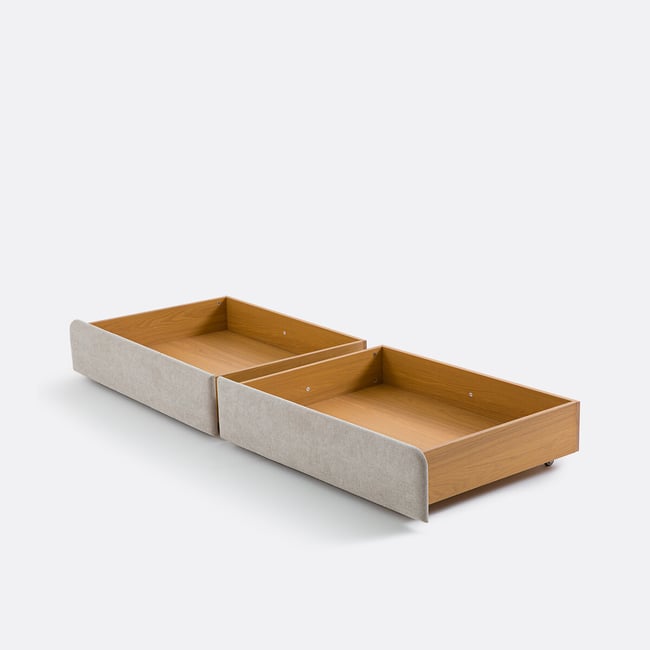 Lot de 2 tiroirs de rangement pour le lit Elori Couleur beige <span itemprop=