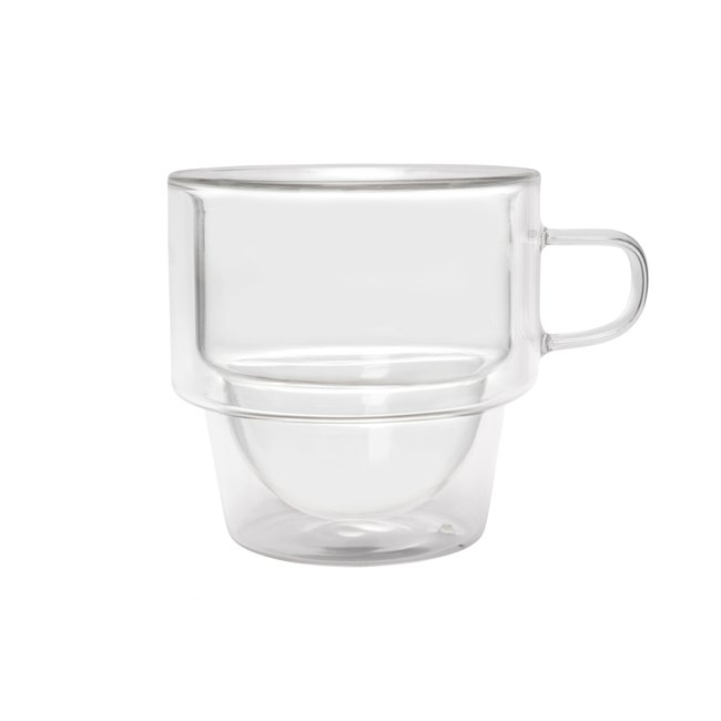 Lot de 2 tasses à café en Verre double paroi, OMAGIO transparent <span itemprop=