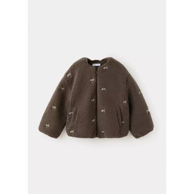 Manteau imitation mouton réversible marron <span itemprop=
