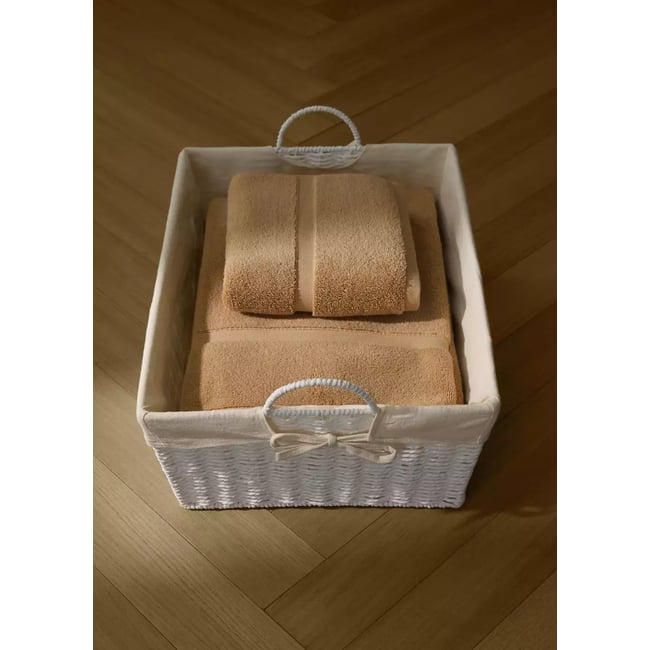 Panier à repasser avec tissu intérieur Couleur blanc <span itemprop=