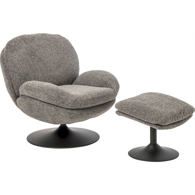 Chaise longue et repose-pied en métal Couleur gris foncé <span itemprop=