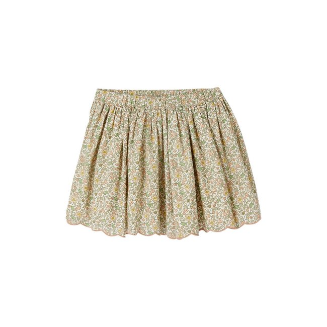 Jupe cérémonie motifs fleurs style bohème vanille <span itemprop=