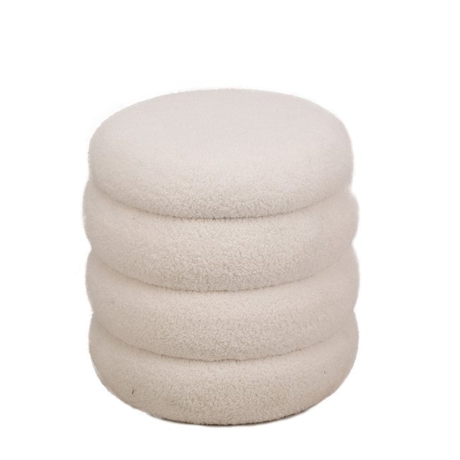 Pouf bouclette avec rangement, FLOKKE Couleur blanc cassé <span itemprop=